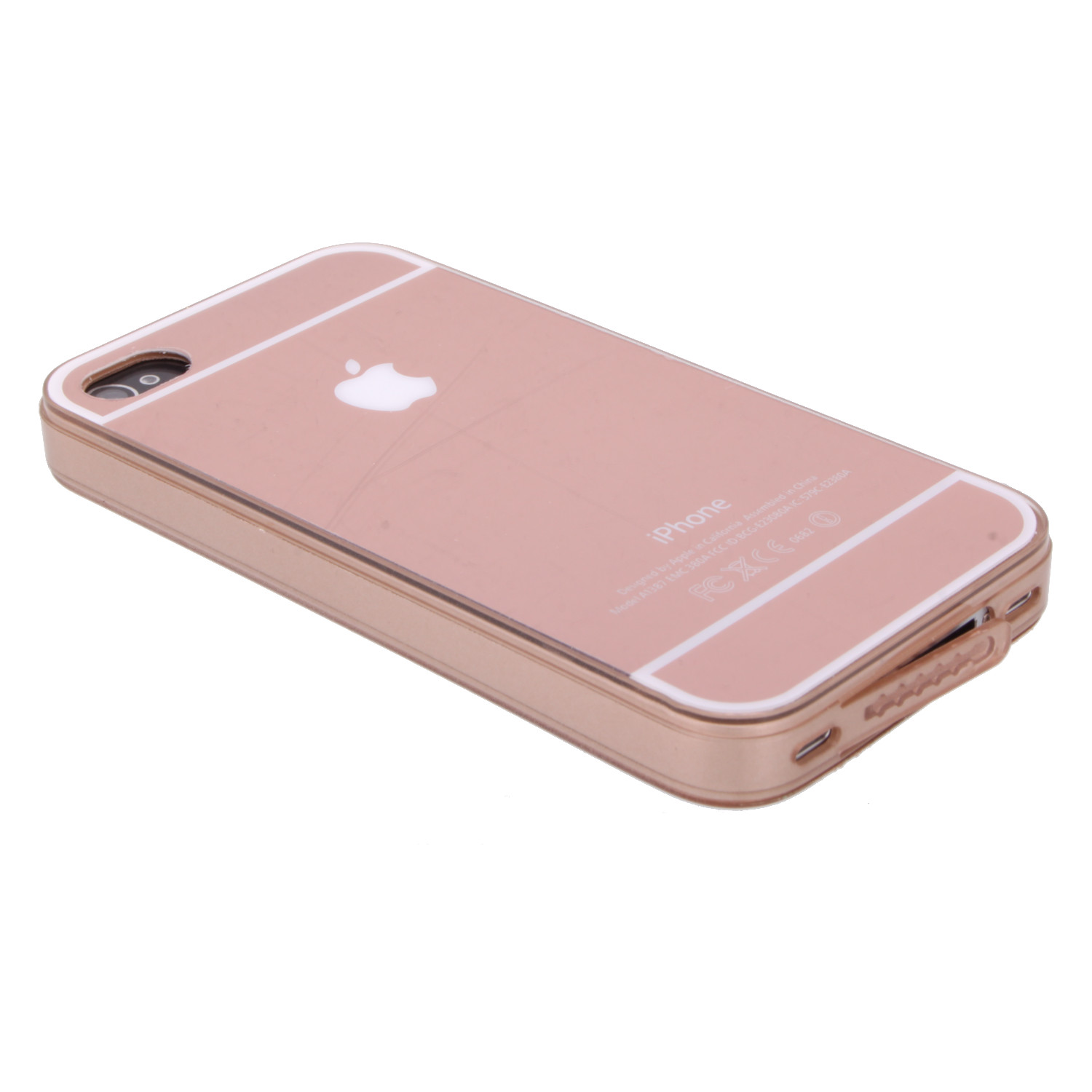 Накладка iPhone 4/4S силиконовая зеркальная розовая