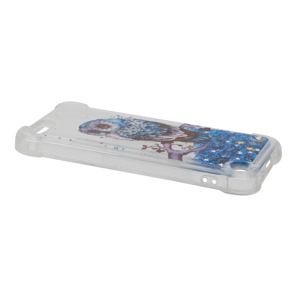 Накладка iPod Touch 5 силиконовая с переливающейся жидкостью Сова синяя