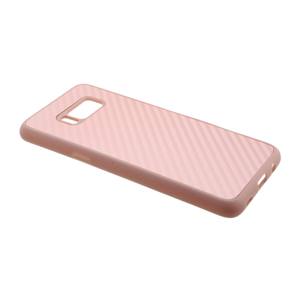 Накладка Samsung G950F/S8 силиконовая с металлической вставкой карбон розовая
