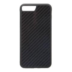 Накладка iPhone 7/8 Plus пластиковая с резиновым бампером карбон черная