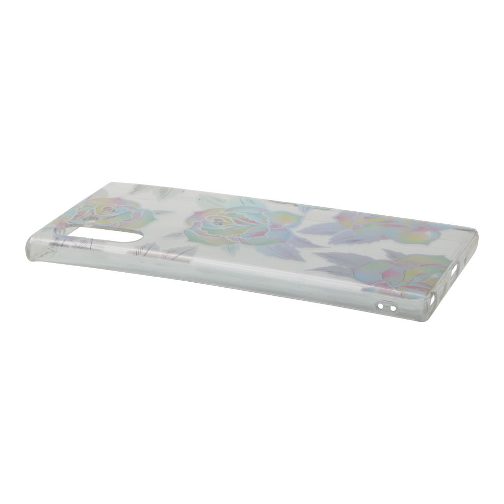 Накладка Samsung Note 10 силиконовая прозрачная хромированный рисунок Розы