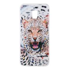 Накладка Samsung J3 2017/J330F силиконовая рисунки блестки со стразами Леопард