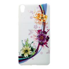 Накладка Sony E5 силиконовая рисунки со стразами Цветы с полосками на белом фоне