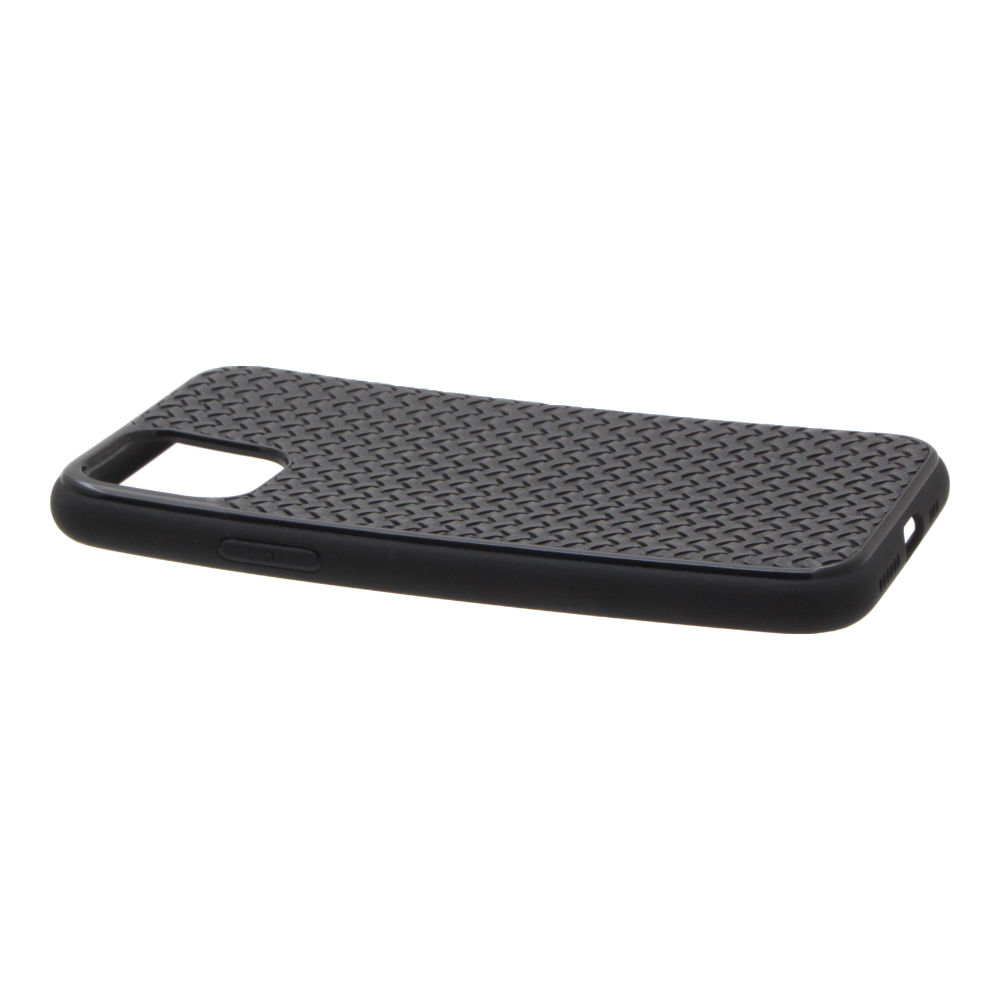 Накладка iPhone 11 Pro резиновая плетеная под кожу черная