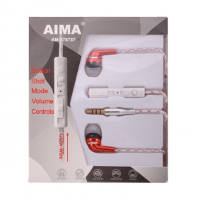 Наушники Aima AM-878787 вакуумные с микрофоном красные