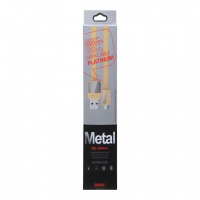 Кабель micro USB Remax Metal RC-044m плоский золото 1000 мм