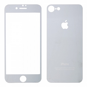 Закаленное стекло iPhone 7/8 двуст зеркальное серебро