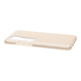 Накладка Xiaomi Mi Note 10/10 Pro силиконовая с пластиковой вставкой блестящая золото