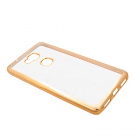 Накладка Huawei Honor 5X силиконовая прозрачная с хромированным бампером золото