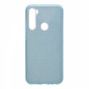 Накладка Xiaomi Redmi Note 8T силиконовая с пластиковой вставкой блестящая голубая