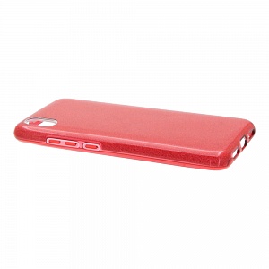 Накладка Xiaomi Redmi 7A силиконовая с пластиковой вставкой блестящая красная