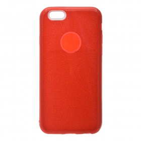 Накладка iPhone 6/6S силиконовая с пластиковой вставкой блестящая красная