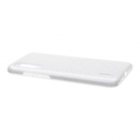 Накладка Xiaomi Mi 9 Lite силиконовая с пластиковой вставкой блестящая серебро