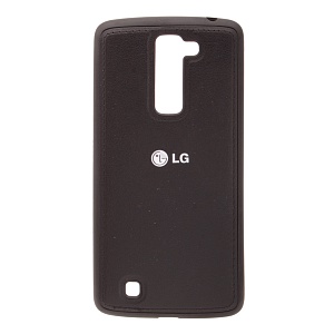 Накладка LG K7/X210ds резиновая под кожу с логотипом черная