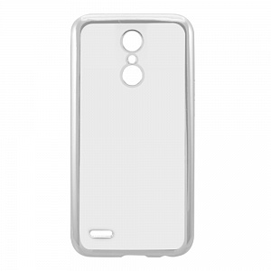 Накладка LG K10 2017/M250 силиконовая прозрачная с хромированным бампером серебро