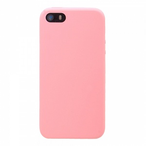 Накладка iPhone 5/5S/SE Silicone Case прорезиненная розовая
