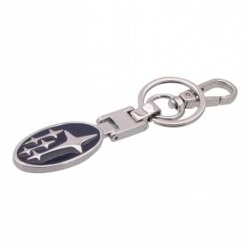 Брелок для ключей с кольцом и карабином хром Subaru