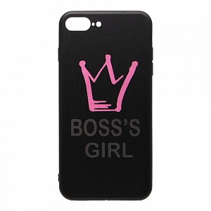 Накладка iPhone 7/8 Plus пластиковая с резиновым бампером Boss's girl