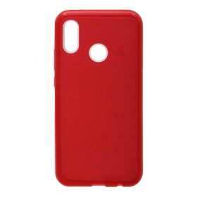 Накладка Huawei P20 Lite силиконовая с пластиковой вставкой блестящая красная