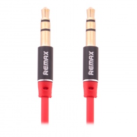 AUX кабель 3,5 на 3,5 мм Remax RL-L100, силиконовый с металлическим штекером, красный, 1000 мм