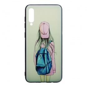 Накладка Samsung A50 2019/A50s/A30s пластиковая с резиновым бампером Девочка с рюкзаком
