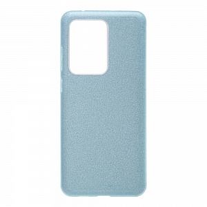 Накладка Samsung G988F/S20 Ultra силиконовая с пластиковой вставкой блестящая голубая