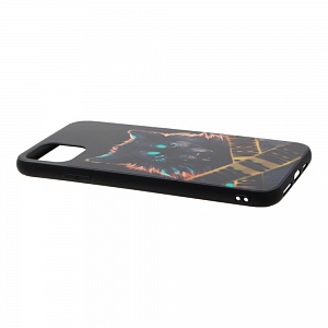 Накладка iPhone 11 Pro Max пластиковая с резиновым бампером стеклянная фосфорная Волк Werewolf