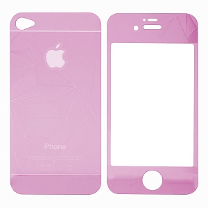 Закаленное стекло iPhone 4/4S двуст узоры розовое золото Glass