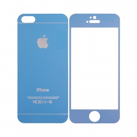 Закаленное стекло iPhone 5/5S/SE двуст зеркальное синее