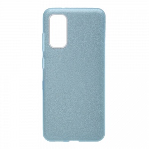 Накладка Samsung G981F/S20 силиконовая с пластиковой вставкой блестящая голубая