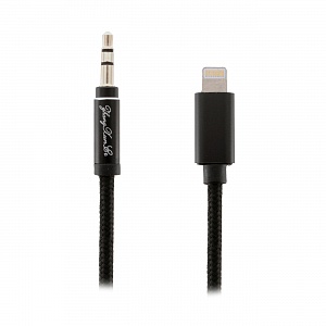 AUX кабель 3,5 на iPhone 7 текстильный 1 метр черный
