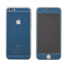Закаленное стекло iPhone 6/6S двуст узоры синее Glass