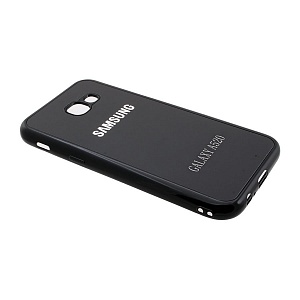 Накладка Samsung A5 2017/A520F силиконовая с метал вставкой и логотипом черная