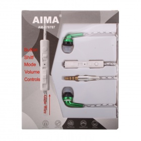Наушники Aima AM-878787 вакуумные с микрофоном зеленые