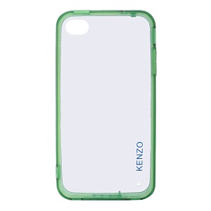 Накладка iPhone 4/4S пластиковая прозрачная с зеленым силиконовым бампером Kenzo