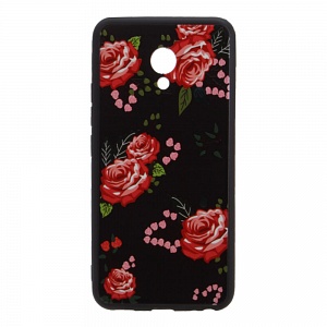 Накладка Meizu M5 пластиковая с резиновым бампером Цветы розы с маленькими цветами
