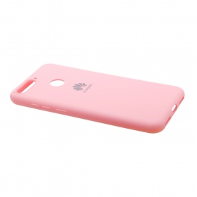 Накладка Huawei Honor 7A Pro/Y6 2018 резиновая матовая Soft touch с логотипом розовая