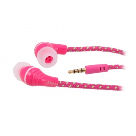 Наушники Aima AM-8286 вакуумные с микрофоном текстиль розовые