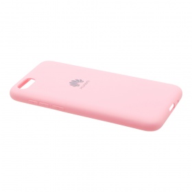 Накладка Huawei Honor 7A/Y5 2018 резиновая матовая Soft touch с логотипом розовая