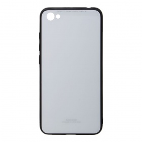 Накладка Xiaomi Redmi Note 5A пластиковая с резиновым бампером стеклянная белая