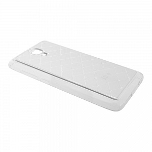 Накладка Xiaomi Mi 4 силиконовая с металлической вставкой и стразами серебро