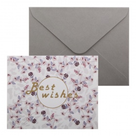 Открытка AY-20 Best wishes с конвертом Розовые цветы 105x135 мм