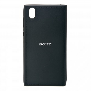 Накладка Sony L1 резиновая под кожу с логотипом черная 