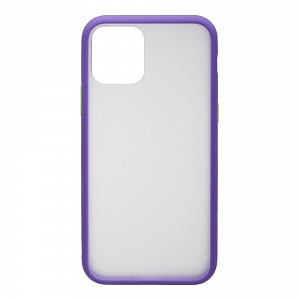 Накладка iPhone 11 Pro пластиковая матовая прозрачная стенка с фиолетовым бампером