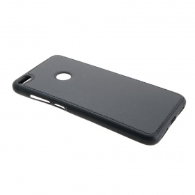 Накладка Huawei P10 Lite резиновая под кожу с логотипом черная
