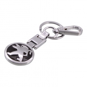 Брелок для ключей с кольцом и карабином хром Peugeot