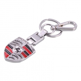 Брелок для ключей с кольцом и карабином хром Porsche