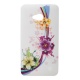 Накладка Nokia 640 Lumia силиконовая рисунки со стразами Цветы с полосками на белом фоне