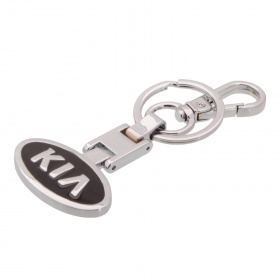 Брелок для ключей с кольцом и карабином хром KIA