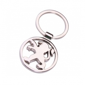 Брелок для ключей с кольцом, хром, Peugeot